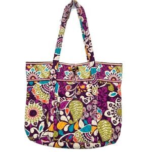 Vera Bradley Retired Plum Crazy Floral Pattern Tote Bag Purse